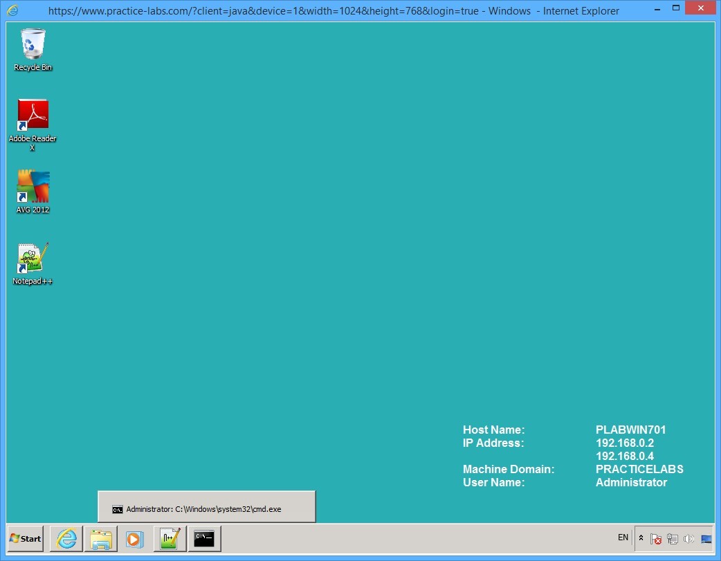 Practice Labs screenshot.